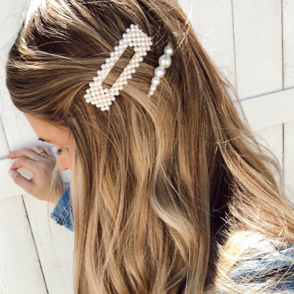 Pearl Gold Hair Clip & Pin 5 Piece Set - Picture 5 of 5